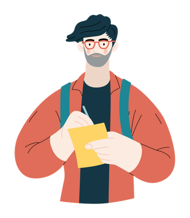 Male college student taking notes  Illustration