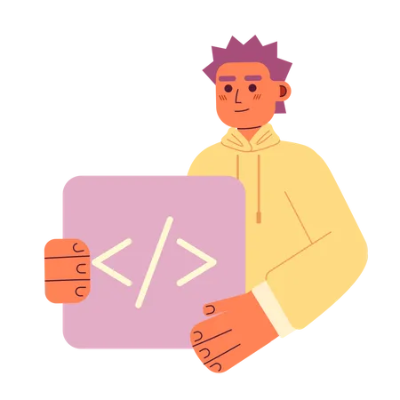 Male Computer coder job Illustration