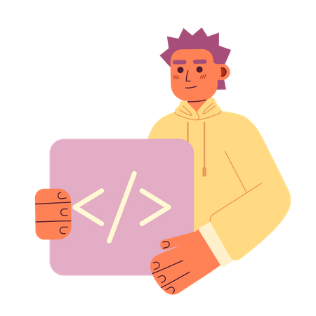 Male Computer coder job  Illustration