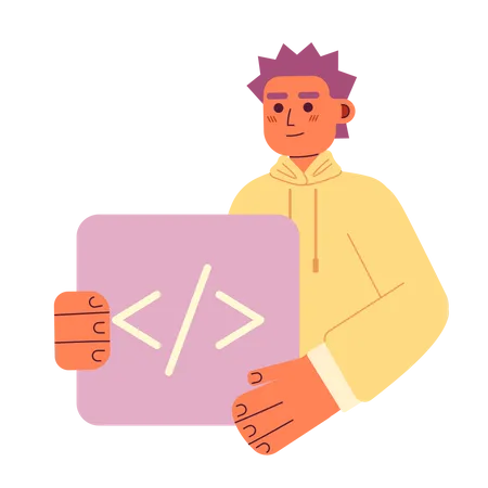 Male Computer coder job  Illustration