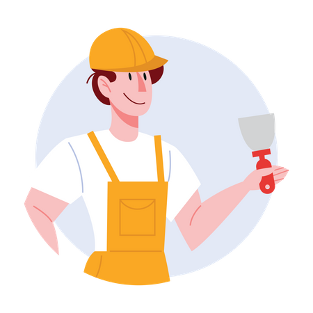 Male construction site worker Illustration