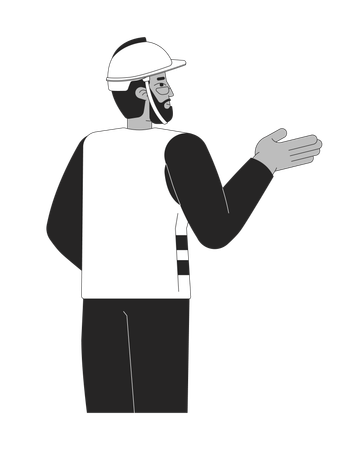 Male construction worker giving directions  Illustration