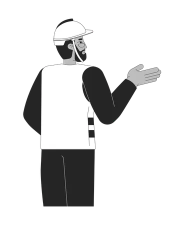 Male construction worker giving directions  Illustration