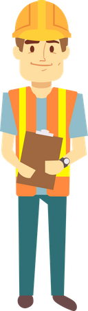 Male Construction worker holding file  Illustration