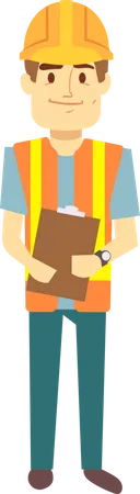 Male Construction worker holding file  Illustration