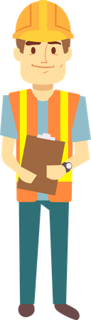 Male Construction worker holding file  Illustration