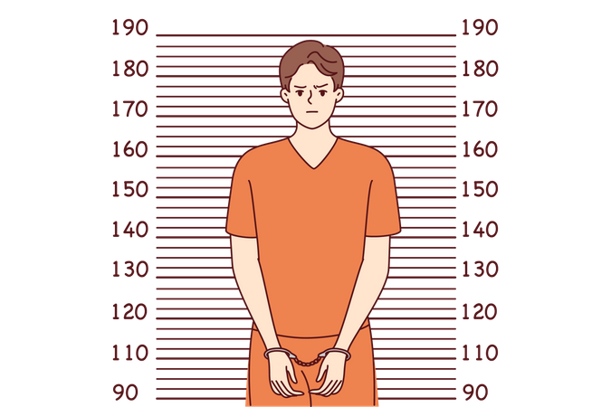 Male convict at police station  Illustration