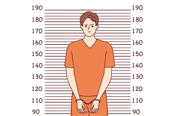 Male convict at police station  Illustration