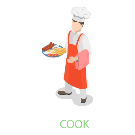 Male Cook Holding Food dish  Illustration