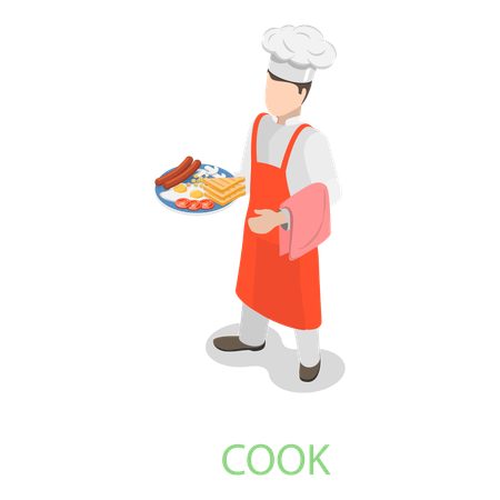 Male Cook Holding Food dish  Illustration