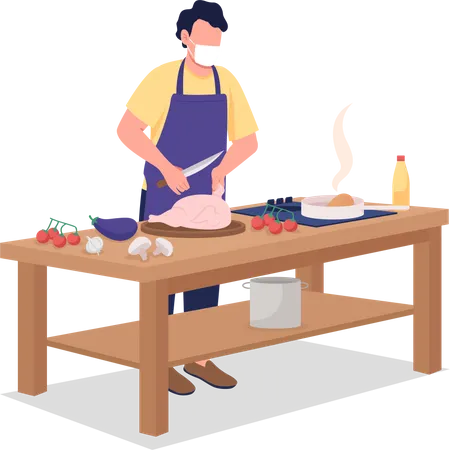 Male cook in face mask Illustration