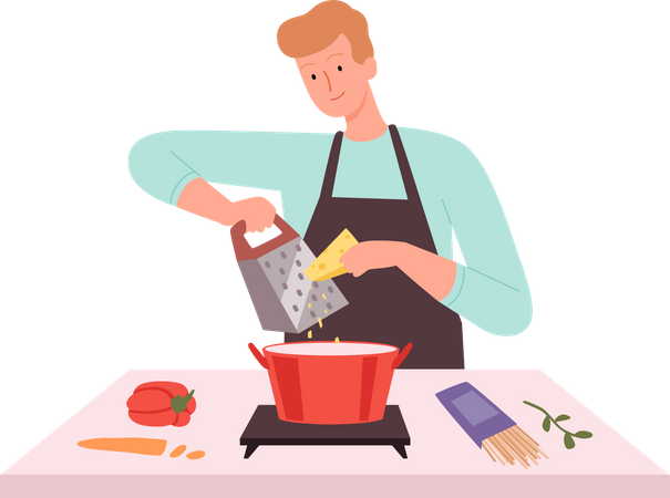 Male cooking in kitchen  Illustration