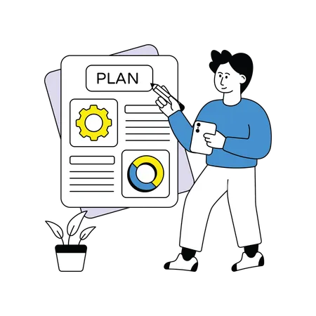 Male Creating Work Plan  Illustration