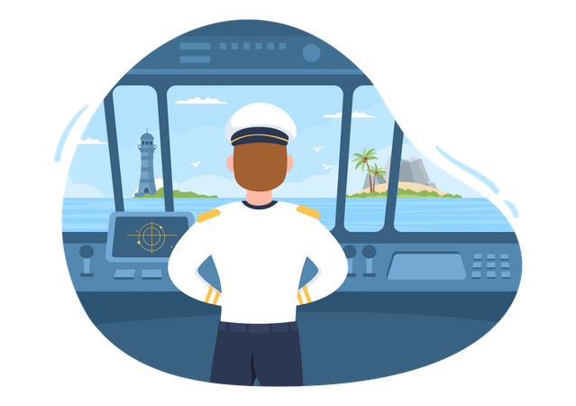 Male cruise captain in ship Illustration