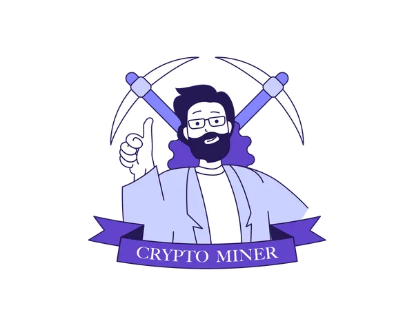 Male crypto miner  Illustration