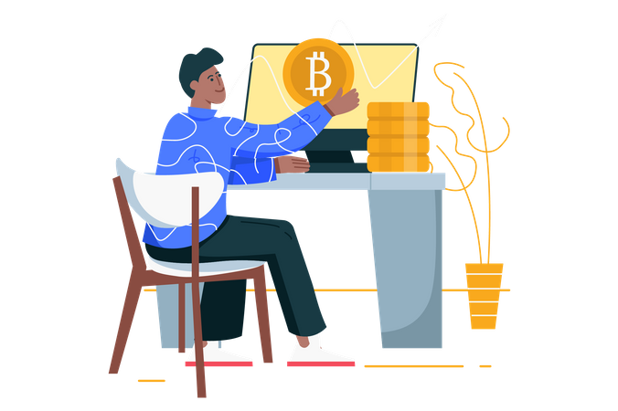 Male Crypto trader  Illustration