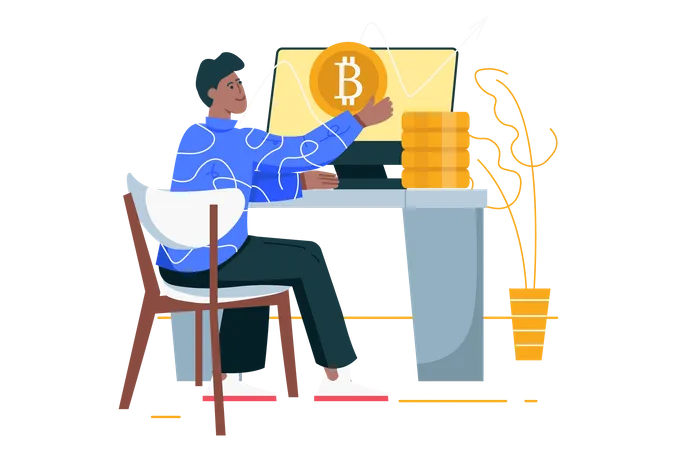 Male Crypto trader  Illustration