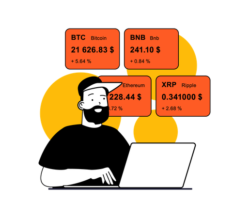 Male cryptocurrency holder  Illustration