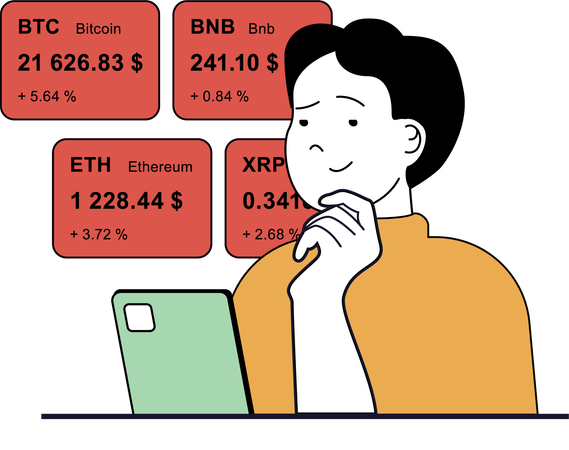Male cryptocurrency holder  Illustration