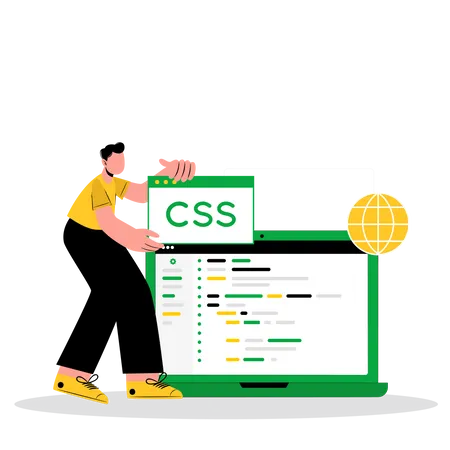 Male CSS developer working on code  Illustration