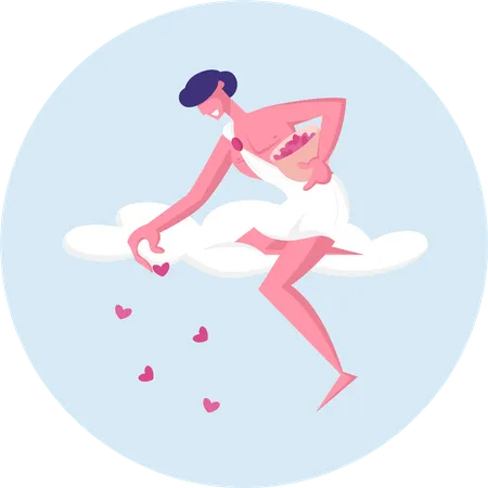 Male cupid sprinkling hearts  Illustration