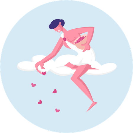 Male cupid sprinkling hearts  Illustration