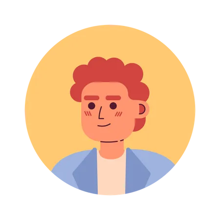 Male Curly Redhead Employee Semi Flat Vector Character Head Office Worker Man Portrait Editable Cartoon Avatar Icon Face Emotion Colorful Spot Illustration For Web Graphic Design Animation Illustration