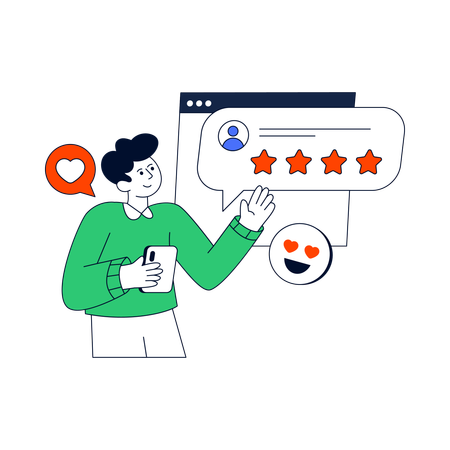 Male Customer Giving Rating  Illustration