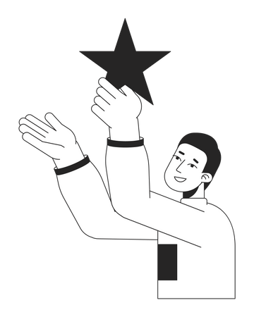 Male customer giving star Illustration