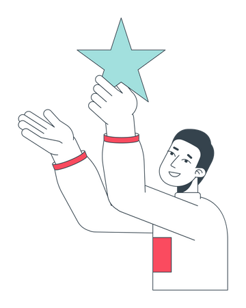 Male customer giving star  일러스트레이션