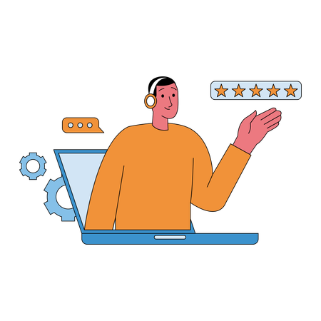 Male Customer Service employee review  Illustration
