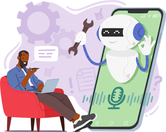 Male Customer Use Chatbot Service For Instant Support And Solutions  Illustration