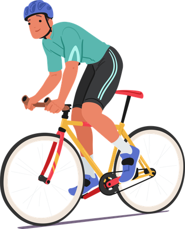 Male Cyclist Pedals With A Beaming Smile  Illustration