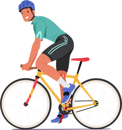 Sportsman Cyclist Is A Dedicated Athlete Mastering Endurance And Speed On Two Wheels Excelling In Races Over Diverse Terrains Combining Physical Strength With Strategic Prowess Vector Illustration Illustration