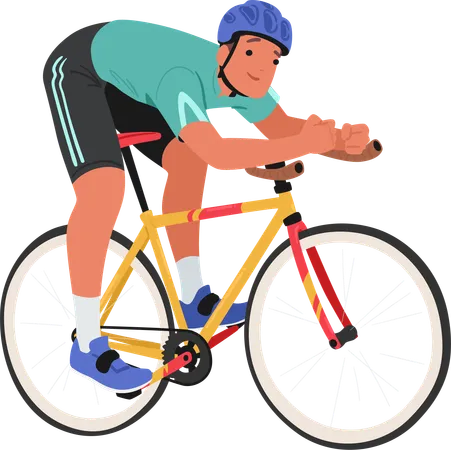Sportsman Cyclist Maneuvers Skillfully Riding His Bike With Focused Intensity Elbows Resting On The Handlebars Seamlessly Blending Precision And Speed In A Dynamic Display Of Athleticism Vector Illustration