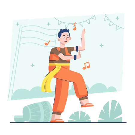 Male dancer dancing on Indian republic day  Illustration