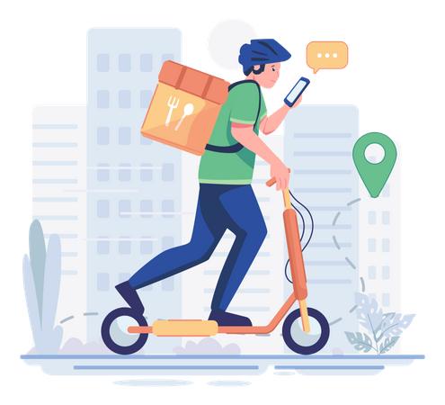 Male delivery executive reaching delivery location  Illustration