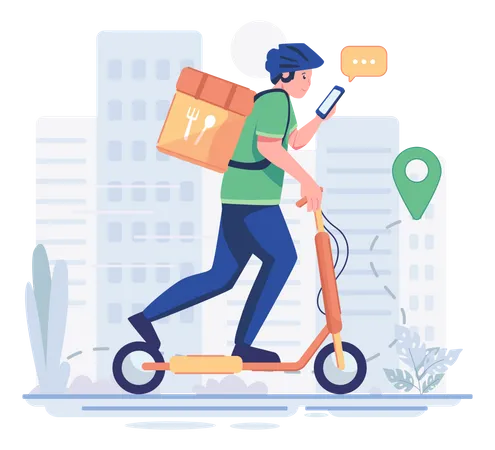 Male delivery executive reaching delivery location  Illustration