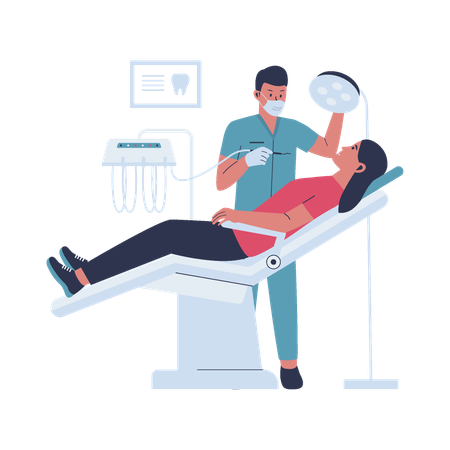 Male dentist checking teeth  Illustration