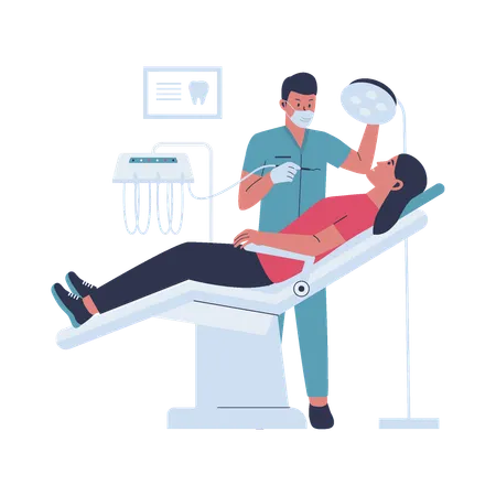 Male dentist checking teeth  Illustration