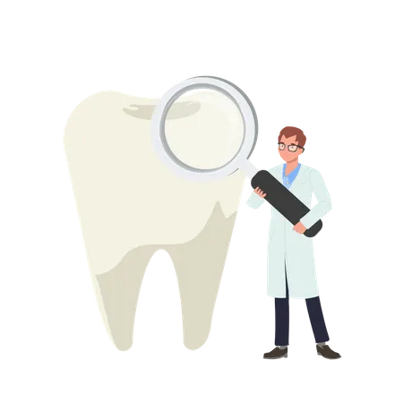 Male dentist examine teeth  Illustration