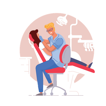 Bilan de dentiste masculin au patient  Illustration