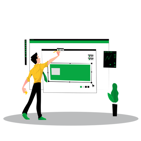 Male designer design on designing tool  Illustration
