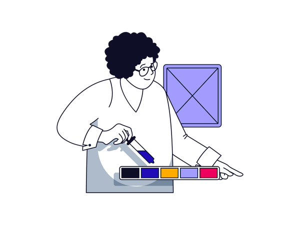 Male designer selecting color palette  Illustration