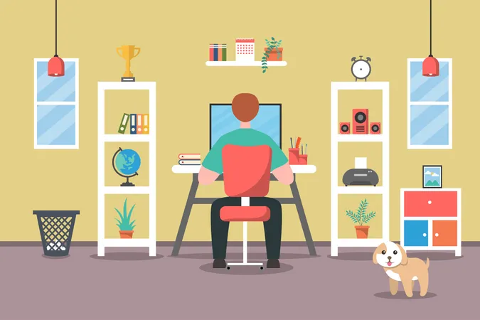 Male designer working from home  Illustration