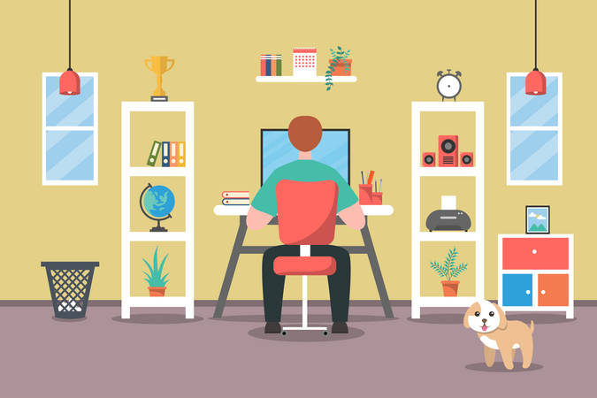 Male designer working from home  Illustration