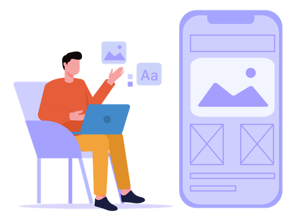Male designer working on UI Project  Illustration