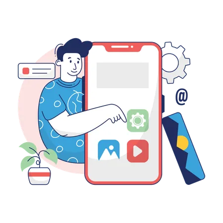 Male Developer Designing Mobile Web App  Illustration
