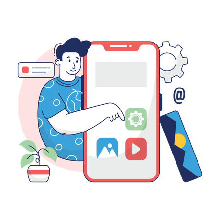 Male Developer Designing Mobile Web App  Illustration