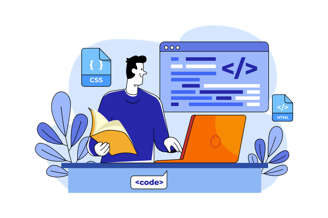 Male Developer Developed Code  Illustration